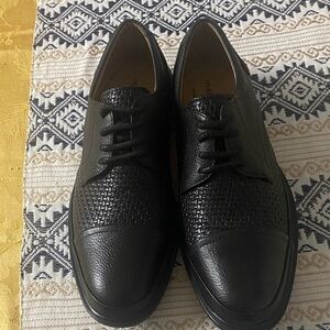 Marc Joseph Dark Brown Textured Leather Oxfords